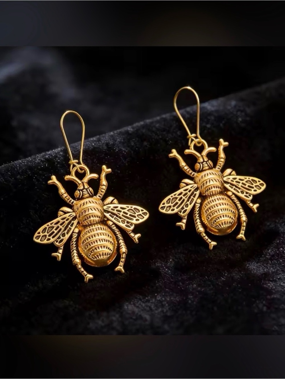 Gold Bee Dangle Earrings - Women's Jewelry